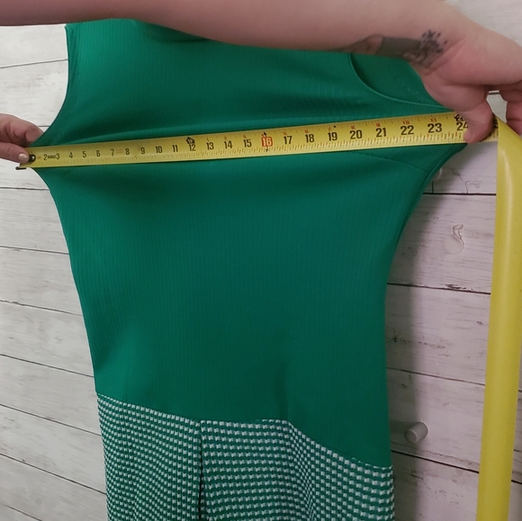 Sz 14/16 Vintage 60s Kelly Green Mod Scooter Shift Cable and Waffle Knit Dress. - Picture 5 of 5